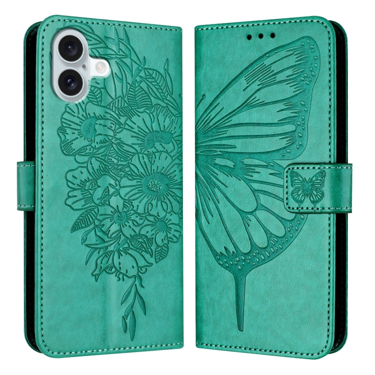 Estuche para teléfono de cuero con mariposa en relieve, For iPhone 16 Pro, For iPhone 16 Plus, For iPhone 16, For iPhone 15 Pro Max, For iPhone 15 Pro, For iPhone 15 Plus