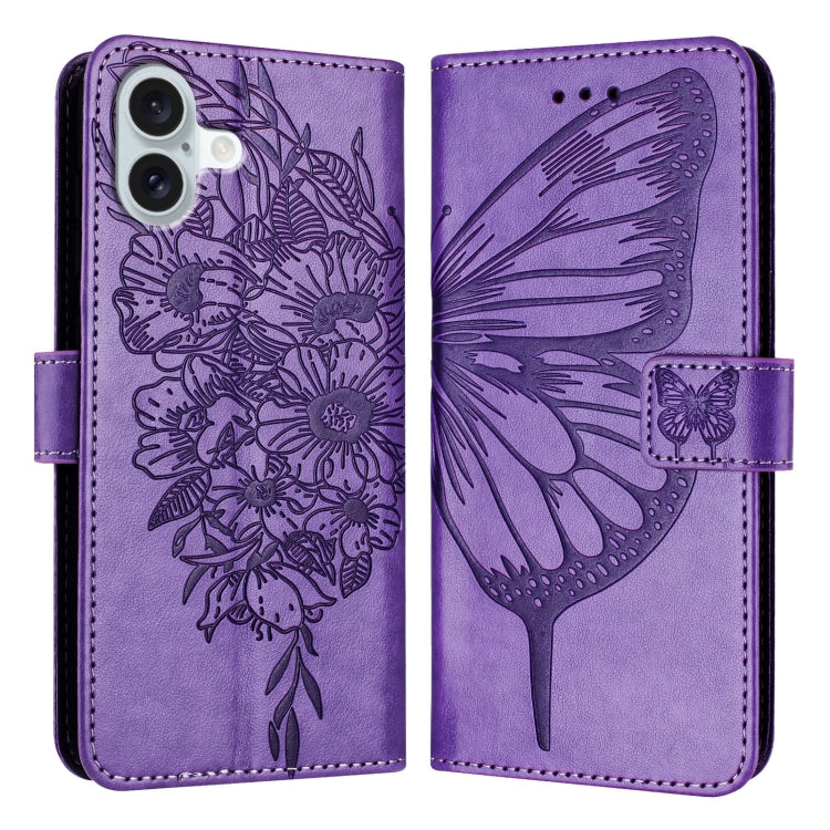 Estuche para teléfono de cuero con mariposa en relieve, For iPhone 16 Pro, For iPhone 16 Plus, For iPhone 16, For iPhone 15 Pro Max, For iPhone 15 Pro, For iPhone 15 Plus