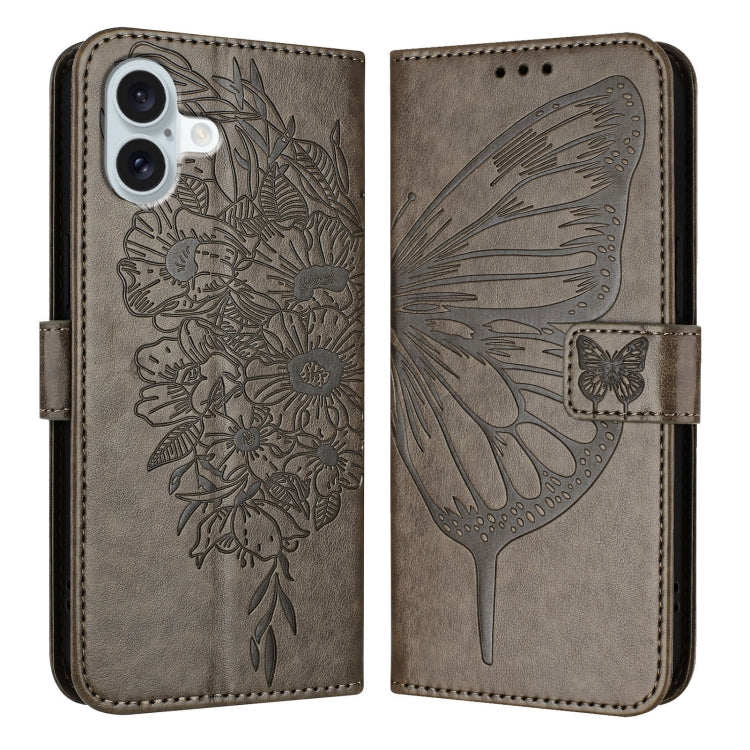Estuche para teléfono de cuero con mariposa en relieve, For iPhone 16 Pro, For iPhone 16 Plus, For iPhone 16, For iPhone 15 Pro Max, For iPhone 15 Pro, For iPhone 15 Plus