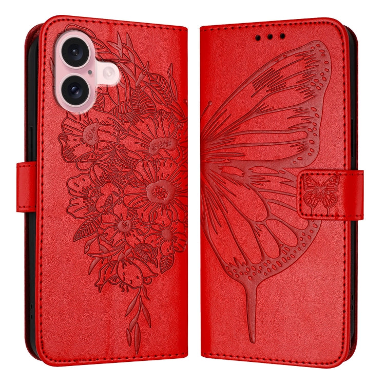 Estuche para teléfono de cuero con mariposa en relieve, For iPhone 16 Pro, For iPhone 16 Plus, For iPhone 16, For iPhone 15 Pro Max, For iPhone 15 Pro, For iPhone 15 Plus
