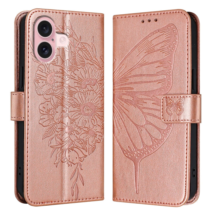 Estuche para teléfono de cuero con mariposa en relieve, For iPhone 16 Pro, For iPhone 16 Plus, For iPhone 16, For iPhone 15 Pro Max, For iPhone 15 Pro, For iPhone 15 Plus