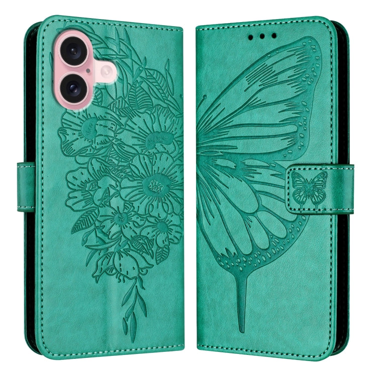 Estuche para teléfono de cuero con mariposa en relieve, For iPhone 16 Pro, For iPhone 16 Plus, For iPhone 16, For iPhone 15 Pro Max, For iPhone 15 Pro, For iPhone 15 Plus