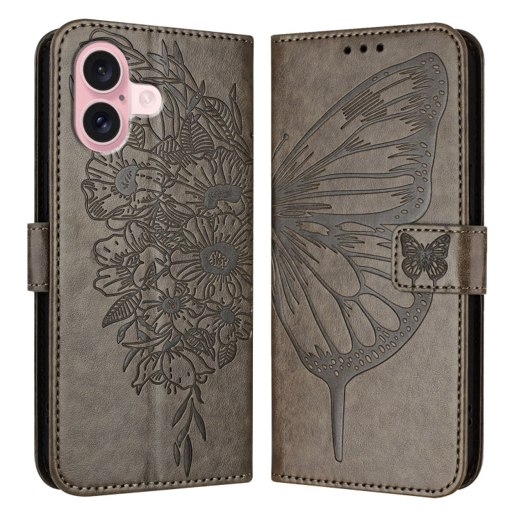 Estuche para teléfono de cuero con mariposa en relieve, For iPhone 16 Pro, For iPhone 16 Plus, For iPhone 16, For iPhone 15 Pro Max, For iPhone 15 Pro, For iPhone 15 Plus