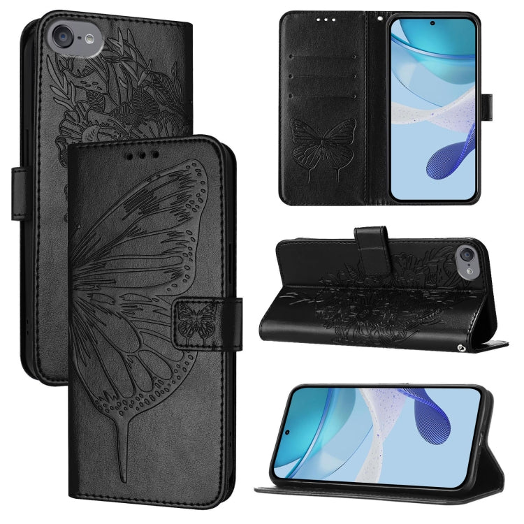 Estuche para teléfono de cuero con mariposa en relieve, For iPhone 15, For iPod Touch 7 / 6 / 5
