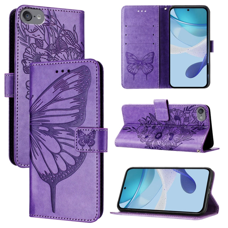 Estuche para teléfono de cuero con mariposa en relieve, For iPhone 15, For iPod Touch 7 / 6 / 5
