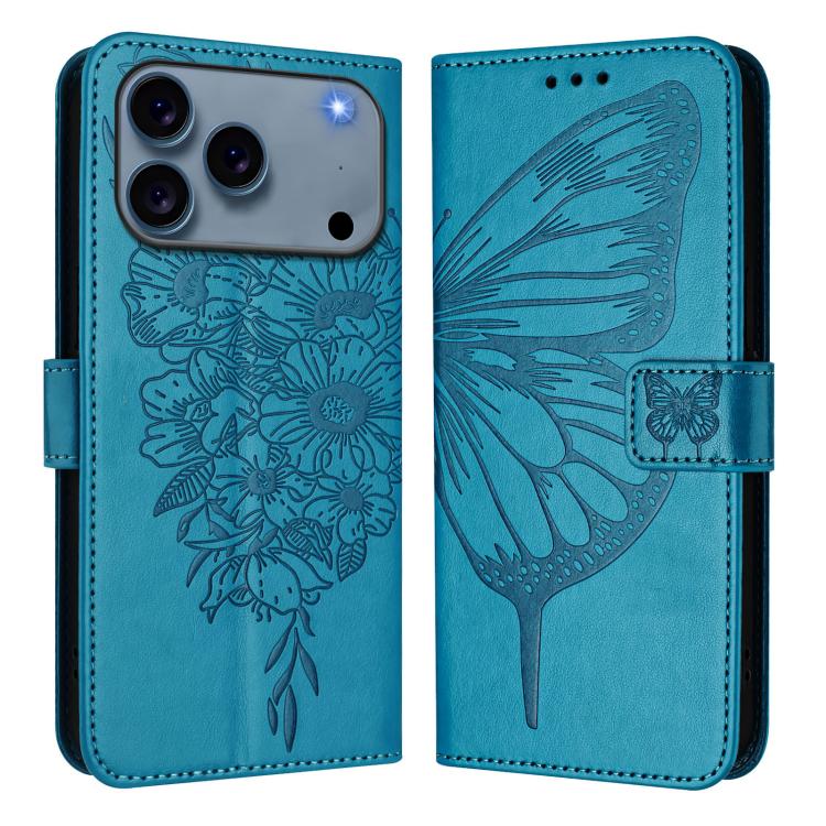 Estuche para teléfono de cuero con mariposa en relieve, For iPhone 18 Pro / 17 Pro, For iPhone 18 Pro Max / 17 Pro Max, For iPhone 17e / 16e, For iPhone 17, For iPhone Air, For iPhone 16 Pro Max