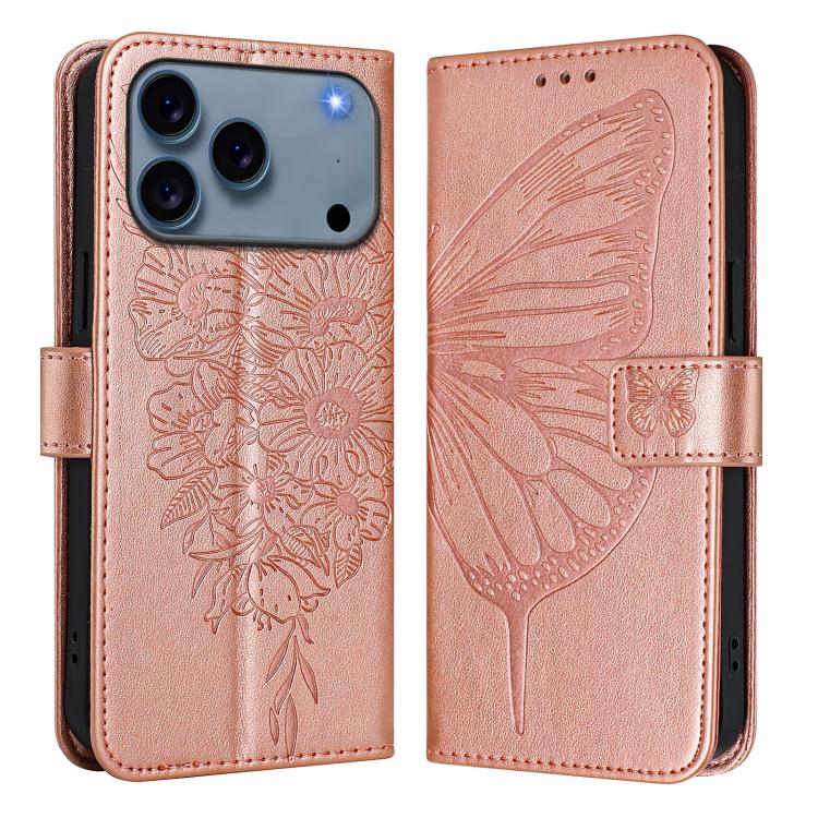 Estuche para teléfono de cuero con mariposa en relieve, For iPhone 18 Pro / 17 Pro, For iPhone 18 Pro Max / 17 Pro Max, For iPhone 17e / 16e, For iPhone 17, For iPhone Air, For iPhone 16 Pro Max
