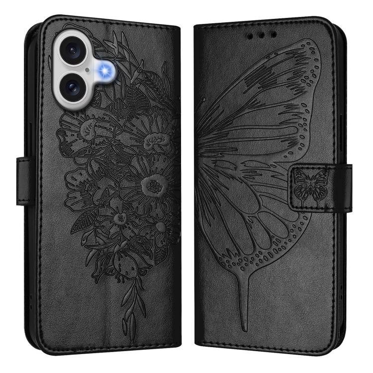 Estuche para teléfono de cuero con mariposa en relieve, For iPhone 18 Pro / 17 Pro, For iPhone 18 Pro Max / 17 Pro Max, For iPhone 17e / 16e, For iPhone 17, For iPhone Air, For iPhone 16 Pro Max