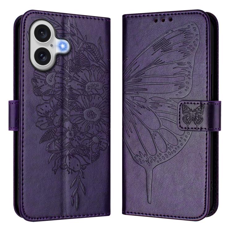 Estuche para teléfono de cuero con mariposa en relieve, For iPhone 18 Pro / 17 Pro, For iPhone 18 Pro Max / 17 Pro Max, For iPhone 17e / 16e, For iPhone 17, For iPhone Air, For iPhone 16 Pro Max