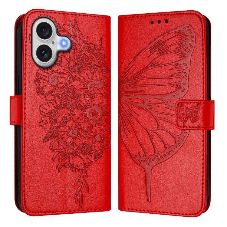 Estuche para teléfono de cuero con mariposa en relieve, For iPhone 18 Pro / 17 Pro, For iPhone 18 Pro Max / 17 Pro Max, For iPhone 17e / 16e, For iPhone 17, For iPhone Air, For iPhone 16 Pro Max