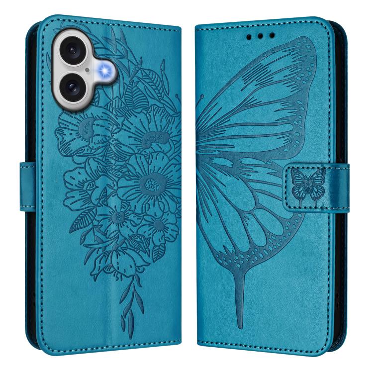 Estuche para teléfono de cuero con mariposa en relieve, For iPhone 18 Pro / 17 Pro, For iPhone 18 Pro Max / 17 Pro Max, For iPhone 17e / 16e, For iPhone 17, For iPhone Air, For iPhone 16 Pro Max