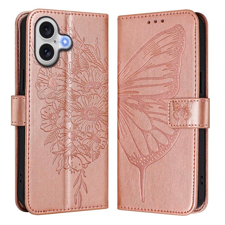 Estuche para teléfono de cuero con mariposa en relieve, For iPhone 18 Pro / 17 Pro, For iPhone 18 Pro Max / 17 Pro Max, For iPhone 17e / 16e, For iPhone 17, For iPhone Air, For iPhone 16 Pro Max