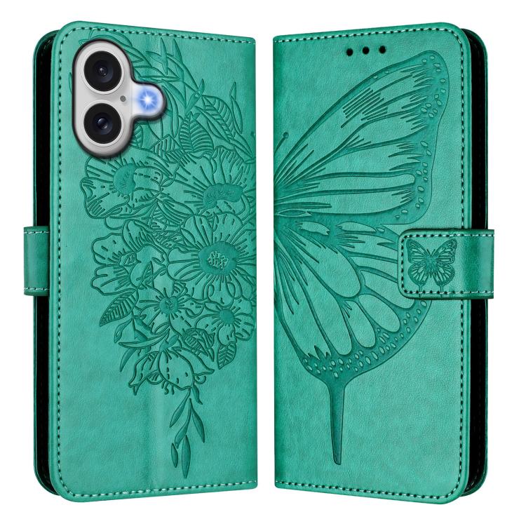 Estuche para teléfono de cuero con mariposa en relieve, For iPhone 18 Pro / 17 Pro, For iPhone 18 Pro Max / 17 Pro Max, For iPhone 17e / 16e, For iPhone 17, For iPhone Air, For iPhone 16 Pro Max