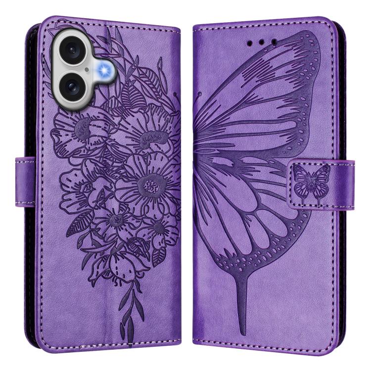 Estuche para teléfono de cuero con mariposa en relieve, For iPhone 18 Pro / 17 Pro, For iPhone 18 Pro Max / 17 Pro Max, For iPhone 17e / 16e, For iPhone 17, For iPhone Air, For iPhone 16 Pro Max
