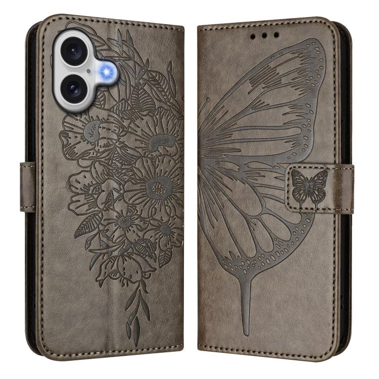 Estuche para teléfono de cuero con mariposa en relieve, For iPhone 18 Pro / 17 Pro, For iPhone 18 Pro Max / 17 Pro Max, For iPhone 17e / 16e, For iPhone 17, For iPhone Air, For iPhone 16 Pro Max