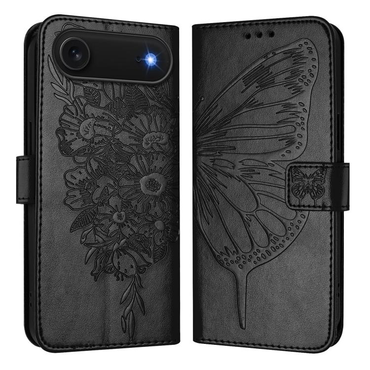 Estuche para teléfono de cuero con mariposa en relieve, For iPhone 18 Pro / 17 Pro, For iPhone 18 Pro Max / 17 Pro Max, For iPhone 17e / 16e, For iPhone 17, For iPhone Air, For iPhone 16 Pro Max