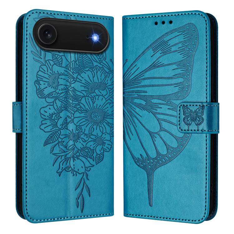 Estuche para teléfono de cuero con mariposa en relieve, For iPhone 18 Pro / 17 Pro, For iPhone 18 Pro Max / 17 Pro Max, For iPhone 17e / 16e, For iPhone 17, For iPhone Air, For iPhone 16 Pro Max