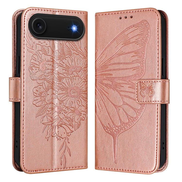 Estuche para teléfono de cuero con mariposa en relieve, For iPhone 18 Pro / 17 Pro, For iPhone 18 Pro Max / 17 Pro Max, For iPhone 17e / 16e, For iPhone 17, For iPhone Air, For iPhone 16 Pro Max