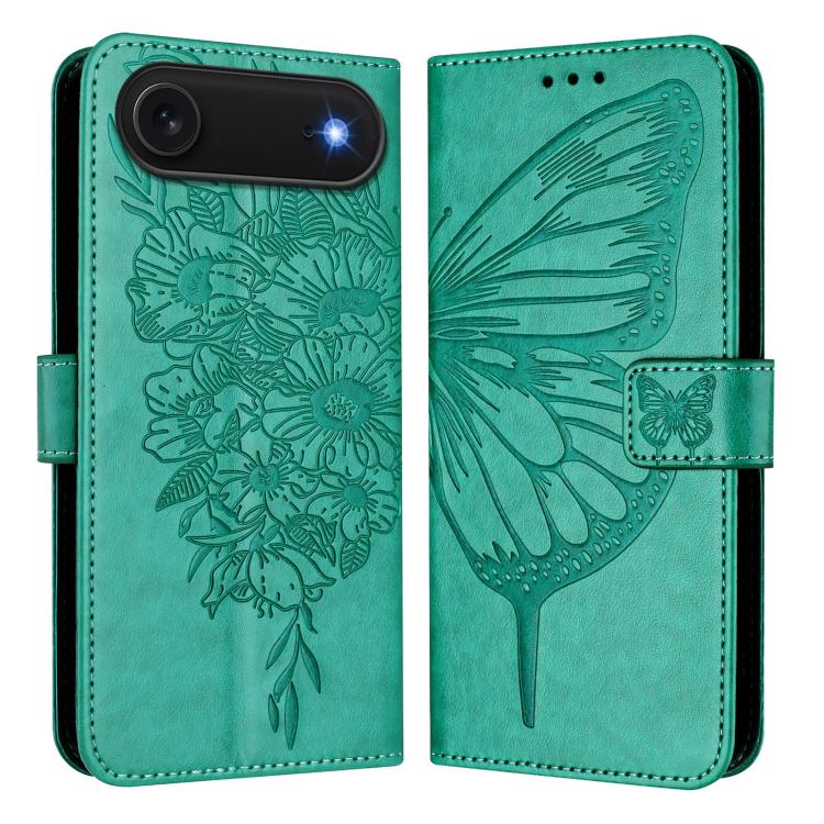 Estuche para teléfono de cuero con mariposa en relieve, For iPhone 18 Pro / 17 Pro, For iPhone 18 Pro Max / 17 Pro Max, For iPhone 17e / 16e, For iPhone 17, For iPhone Air, For iPhone 16 Pro Max