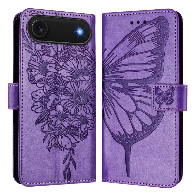 Estuche para teléfono de cuero con mariposa en relieve, For iPhone 18 Pro / 17 Pro, For iPhone 18 Pro Max / 17 Pro Max, For iPhone 17e / 16e, For iPhone 17, For iPhone Air, For iPhone 16 Pro Max