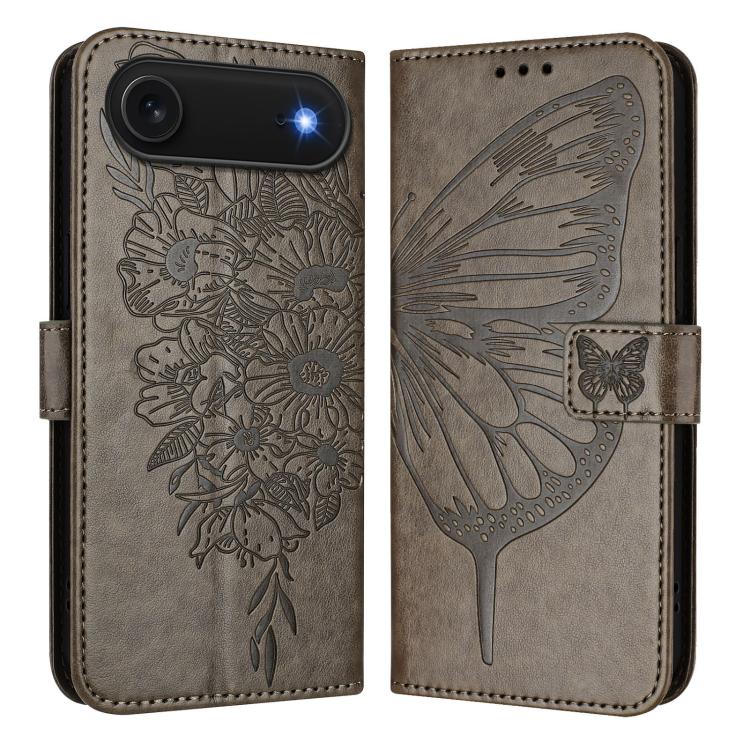 Estuche para teléfono de cuero con mariposa en relieve, For iPhone 18 Pro / 17 Pro, For iPhone 18 Pro Max / 17 Pro Max, For iPhone 17e / 16e, For iPhone 17, For iPhone Air, For iPhone 16 Pro Max