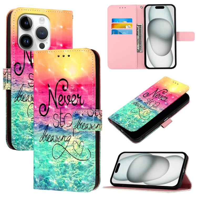 Caja de teléfono de cuero con tapa horizontal de pintura 3D, For iPhone 16 Pro, For iPhone 16 Plus, For iPhone 16, For iPhone 15 Pro Max, For iPhone 15 Pro, For iPhone 15 Plus