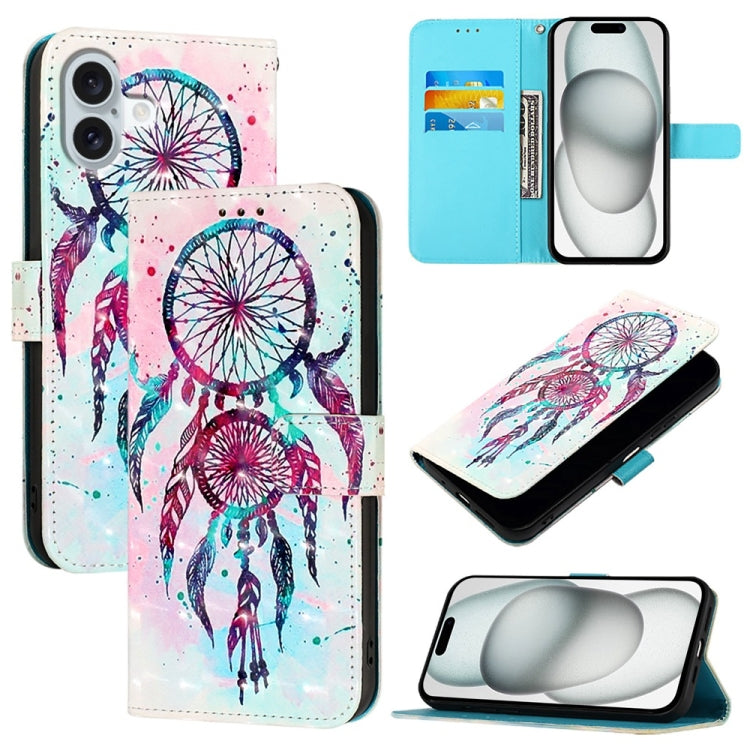 Caja de teléfono de cuero con tapa horizontal de pintura 3D, For iPhone 16 Pro, For iPhone 16 Plus, For iPhone 16, For iPhone 15 Pro Max, For iPhone 15 Pro, For iPhone 15 Plus