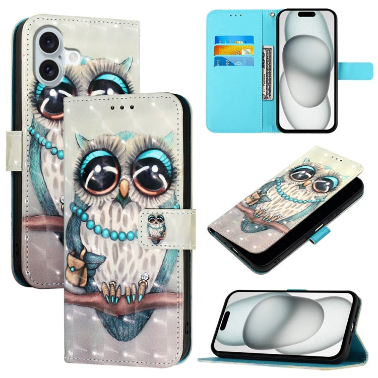 Caja de teléfono de cuero con tapa horizontal de pintura 3D, For iPhone 16 Pro, For iPhone 16 Plus, For iPhone 16, For iPhone 15 Pro Max, For iPhone 15 Pro, For iPhone 15 Plus