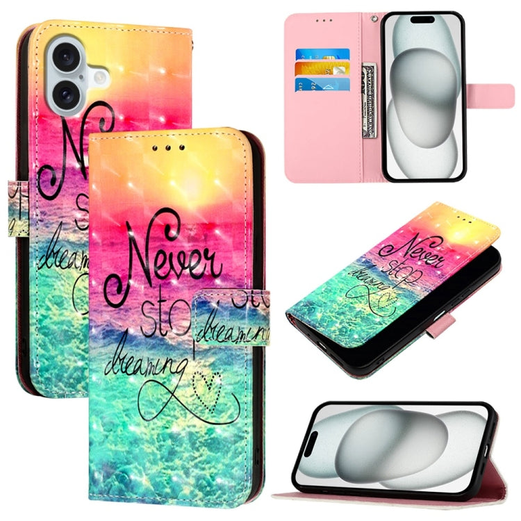 Caja de teléfono de cuero con tapa horizontal de pintura 3D, For iPhone 16 Pro, For iPhone 16 Plus, For iPhone 16, For iPhone 15 Pro Max, For iPhone 15 Pro, For iPhone 15 Plus