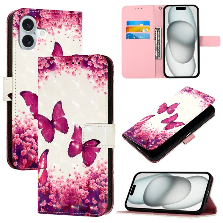 Caja de teléfono de cuero con tapa horizontal de pintura 3D, For iPhone 16 Pro, For iPhone 16 Plus, For iPhone 16, For iPhone 15 Pro Max, For iPhone 15 Pro, For iPhone 15 Plus