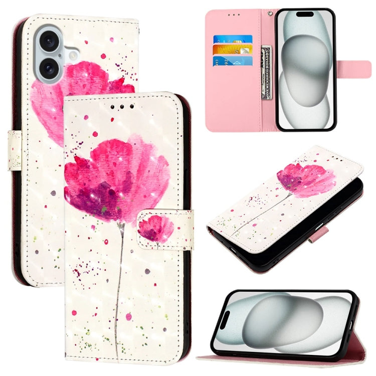 Caja de teléfono de cuero con tapa horizontal de pintura 3D, For iPhone 16 Pro, For iPhone 16 Plus, For iPhone 16, For iPhone 15 Pro Max, For iPhone 15 Pro, For iPhone 15 Plus