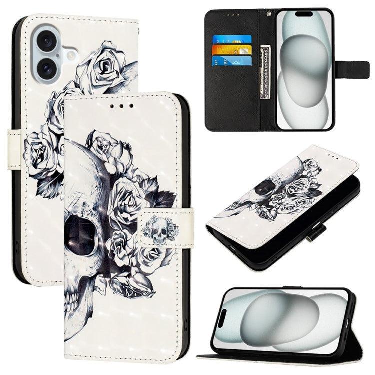 Caja de teléfono de cuero con tapa horizontal de pintura 3D, For iPhone 16 Pro, For iPhone 16 Plus, For iPhone 16, For iPhone 15 Pro Max, For iPhone 15 Pro, For iPhone 15 Plus