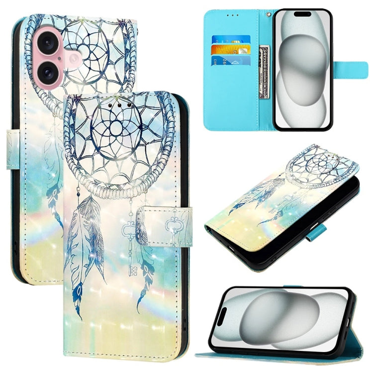 Caja de teléfono de cuero con tapa horizontal de pintura 3D, For iPhone 16 Pro, For iPhone 16 Plus, For iPhone 16, For iPhone 15 Pro Max, For iPhone 15 Pro, For iPhone 15 Plus