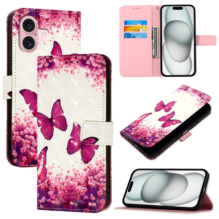 Caja de teléfono de cuero con tapa horizontal de pintura 3D, For iPhone 16 Pro, For iPhone 16 Plus, For iPhone 16, For iPhone 15 Pro Max, For iPhone 15 Pro, For iPhone 15 Plus