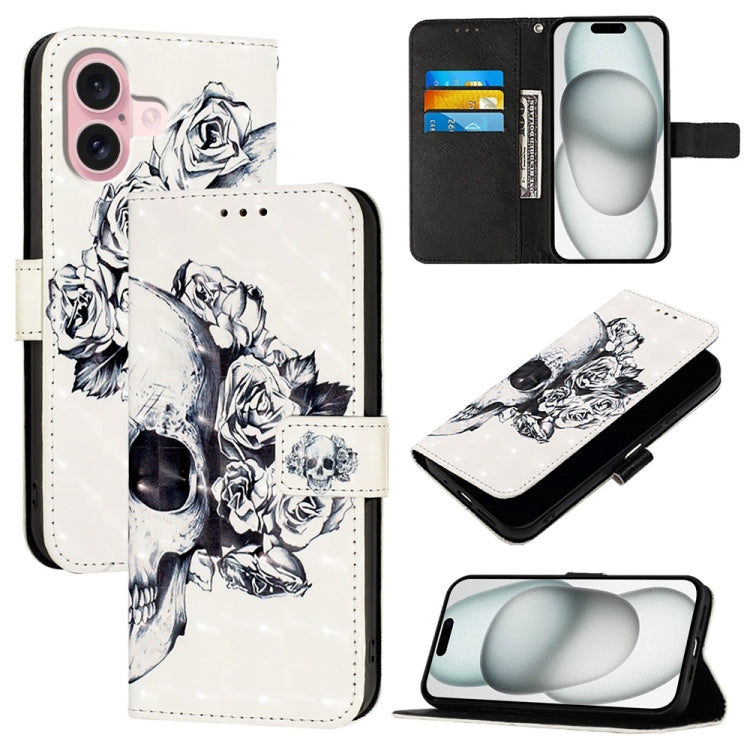 Caja de teléfono de cuero con tapa horizontal de pintura 3D, For iPhone 16 Pro, For iPhone 16 Plus, For iPhone 16, For iPhone 15 Pro Max, For iPhone 15 Pro, For iPhone 15 Plus
