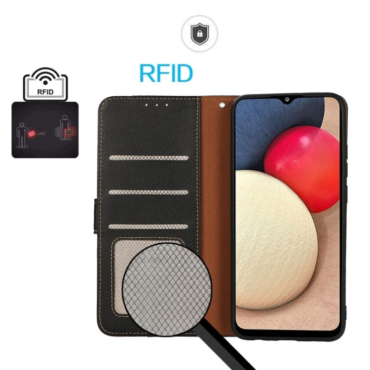 KHAZNEH Estuche para teléfono RFID de cuero con textura de litchi, For iPhone 15, For iPhone 14 Plus, For iPhone 14, For iPhone 14 Pro, For iPhone 14 Pro Max
