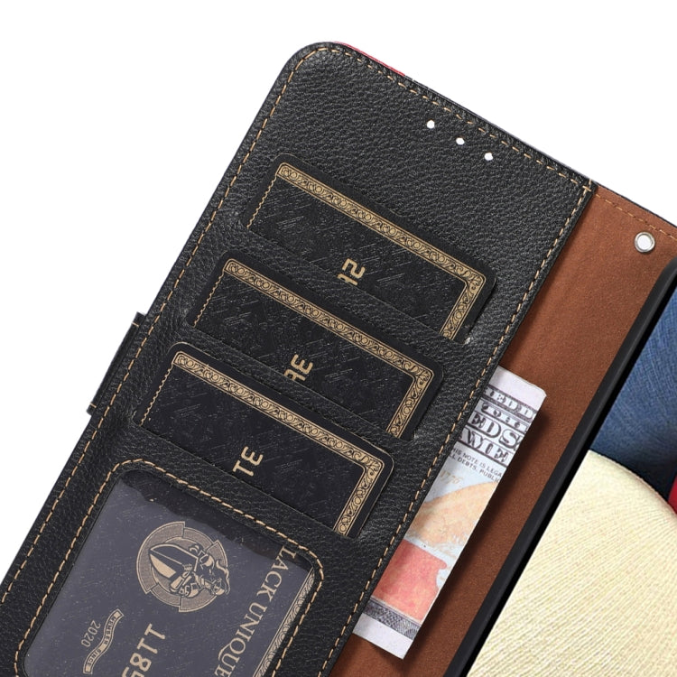 KHAZNEH Estuche para teléfono RFID de cuero con textura de litchi, For iPhone 15, For iPhone 14 Plus, For iPhone 14, For iPhone 14 Pro, For iPhone 14 Pro Max