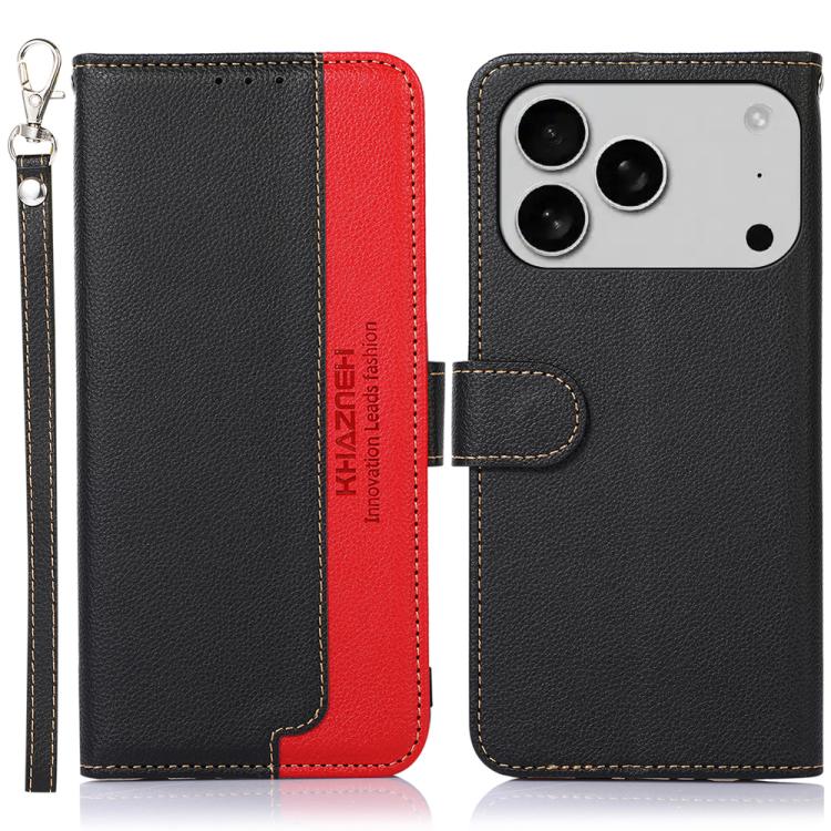 KHAZNEH Estuche para teléfono RFID de cuero con textura de litchi, For iPhone 18 Pro / 17 Pro, For iPhone 18 Pro Max / 17 Pro Max, For iPhone 16e / 17e, For iPhone 17, For iPhone Air, For iPhone 16 Pro Max, For iPhone 16 Pro, For iPhone 16 Plus        ...