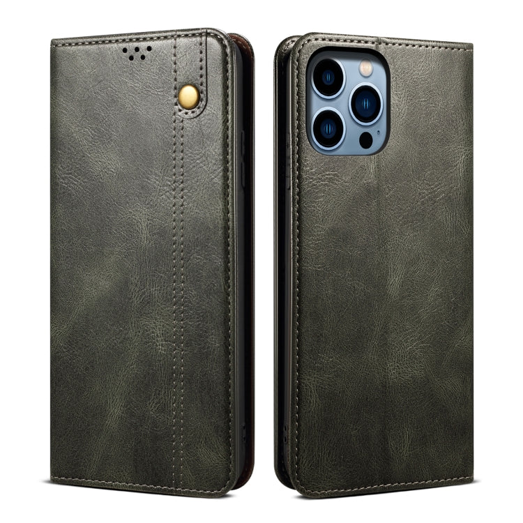 Caja de teléfono de cuero con textura de caballo loco de cera de aceite, For iPhone 17e / 16e, For iPhone 16 Pro Max, For iPhone 16 Pro, For iPhone 16 Plus, For iPhone 16, For iPhone 15 Pro Max, For iPhone 15 Pro, For iPhone 15 Plus, For iPhone 15