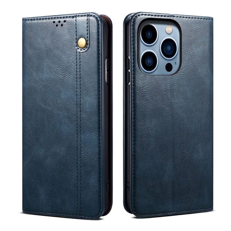 Caja de teléfono de cuero con textura de caballo loco de cera de aceite, For iPhone 17e / 16e, For iPhone 16 Pro Max, For iPhone 16 Pro, For iPhone 16 Plus, For iPhone 16, For iPhone 15 Pro Max, For iPhone 15 Pro, For iPhone 15 Plus, For iPhone 15