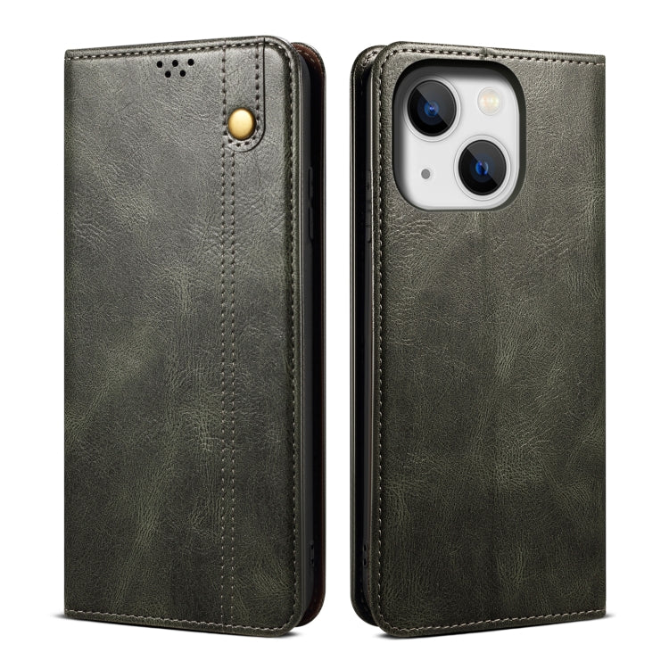 Caja de teléfono de cuero con textura de caballo loco de cera de aceite, For iPhone 17e / 16e, For iPhone 16 Pro Max, For iPhone 16 Pro, For iPhone 16 Plus, For iPhone 16, For iPhone 15 Pro Max, For iPhone 15 Pro, For iPhone 15 Plus, For iPhone 15