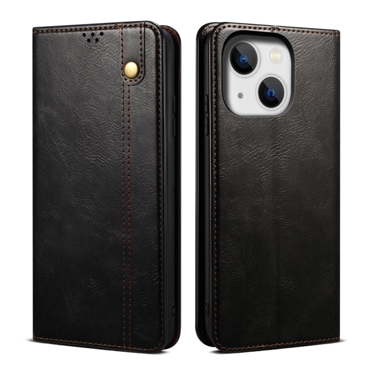 Caja de teléfono de cuero con textura de caballo loco de cera de aceite, For iPhone 17e / 16e, For iPhone 16 Pro Max, For iPhone 16 Pro, For iPhone 16 Plus, For iPhone 16, For iPhone 15 Pro Max, For iPhone 15 Pro, For iPhone 15 Plus, For iPhone 15