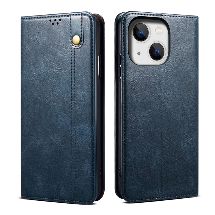Caja de teléfono de cuero con textura de caballo loco de cera de aceite, For iPhone 17e / 16e, For iPhone 16 Pro Max, For iPhone 16 Pro, For iPhone 16 Plus, For iPhone 16, For iPhone 15 Pro Max, For iPhone 15 Pro, For iPhone 15 Plus, For iPhone 15