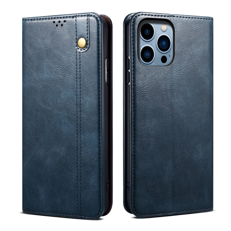Caja de teléfono de cuero con textura de caballo loco de cera de aceite, For iPhone 17e / 16e, For iPhone 16 Pro Max, For iPhone 16 Pro, For iPhone 16 Plus, For iPhone 16, For iPhone 15 Pro Max, For iPhone 15 Pro, For iPhone 15 Plus, For iPhone 15