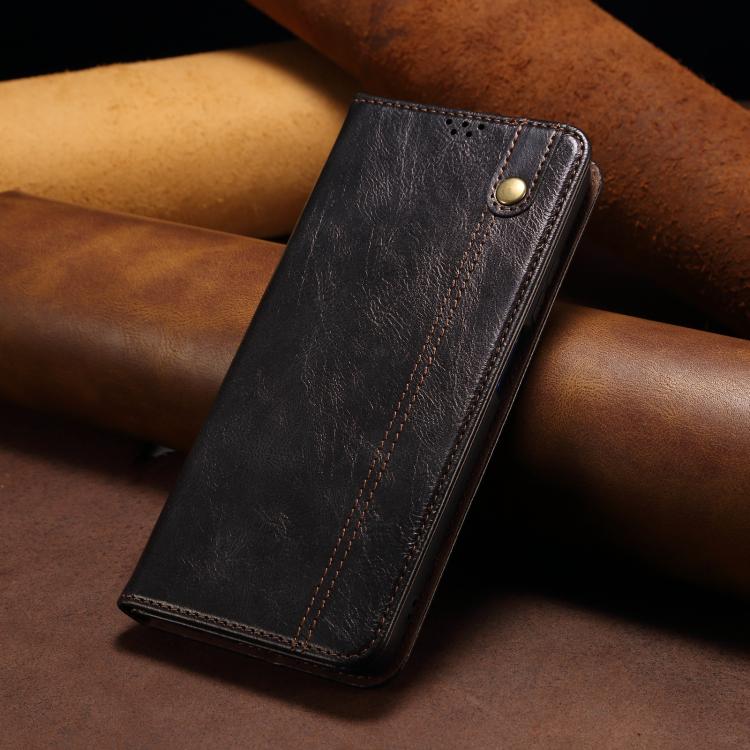 Caja de teléfono de cuero con textura de caballo loco de cera de aceite, For iPhone 17e / 16e, For iPhone 16 Pro Max, For iPhone 16 Pro, For iPhone 16 Plus, For iPhone 16, For iPhone 15 Pro Max, For iPhone 15 Pro, For iPhone 15 Plus, For iPhone 15