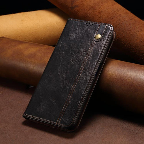 Caja de teléfono de cuero con textura de caballo loco de cera de aceite, For iPhone 17e / 16e, For iPhone 16 Pro Max, For iPhone 16 Pro, For iPhone 16 Plus, For iPhone 16, For iPhone 15 Pro Max, For iPhone 15 Pro, For iPhone 15 Plus, For iPhone 15