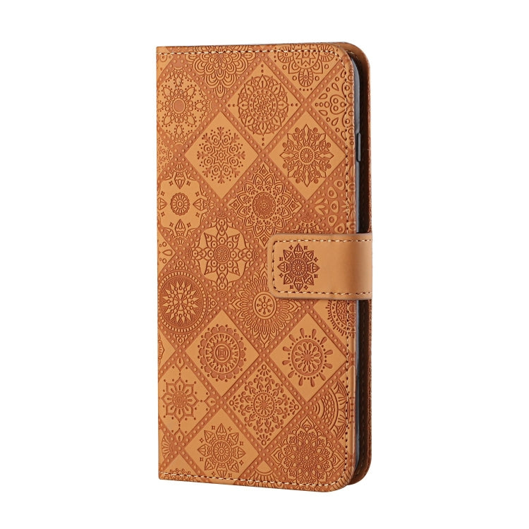 Estuche para teléfono de cuero con patrón en relieve de estilo étnico, For iPhone 15 Pro, For iPhone 15 Plus, For iPhone 15