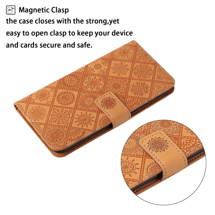 Estuche para teléfono de cuero con patrón en relieve de estilo étnico, For iPhone 15 Pro, For iPhone 15 Plus, For iPhone 15