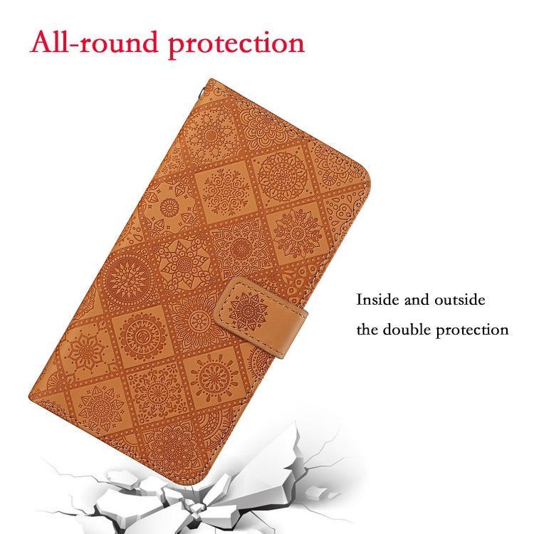 Estuche para teléfono de cuero con patrón en relieve de estilo étnico, For iPhone 15 Pro, For iPhone 15 Plus, For iPhone 15
