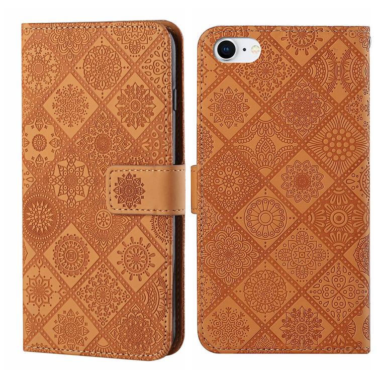 Estuche para teléfono de cuero con patrón en relieve de estilo étnico, For iPhone 17e / 16e, For iPhone 16 Pro Max, For iPhone 16 Pro, For iPhone 16 Plus, For iPhone 16, For iPhone 15 Pro Max